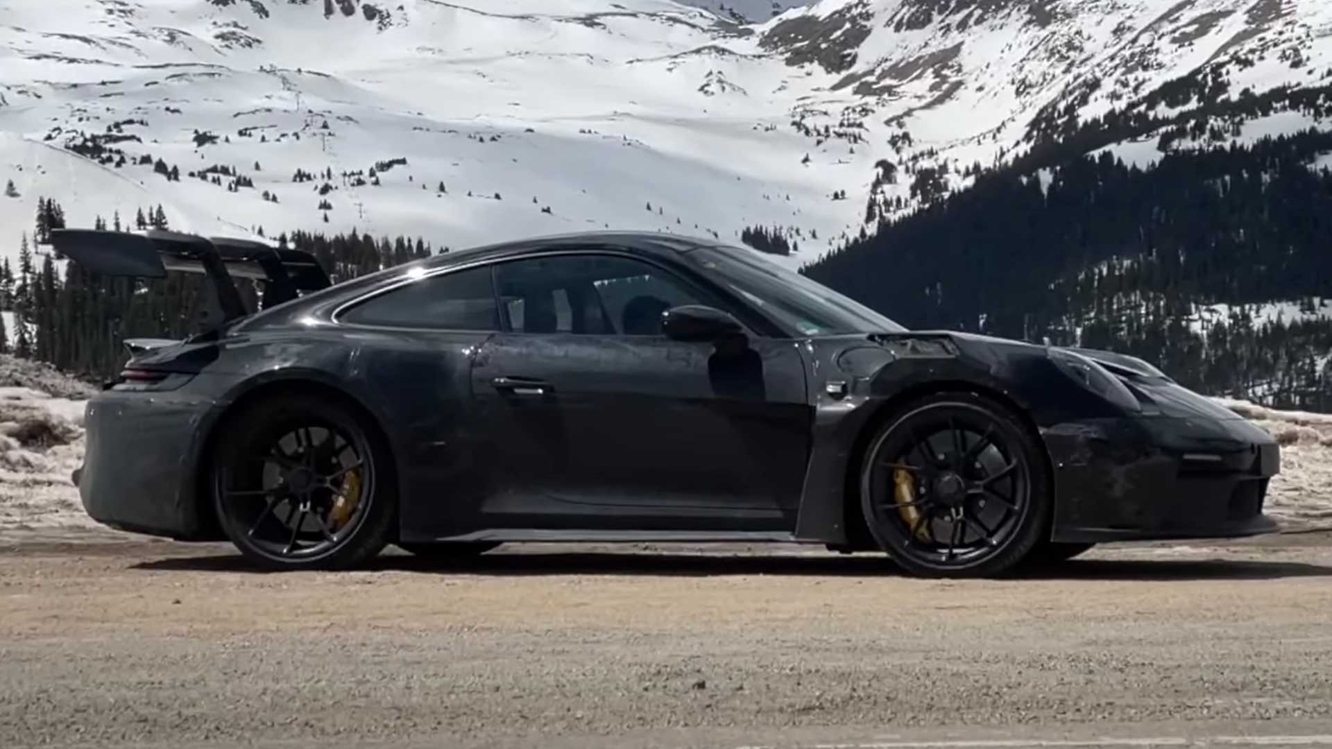 Watch New 2023 Porsche 911 GT3 RS Spied Testing High In The Mountains – Latest News
